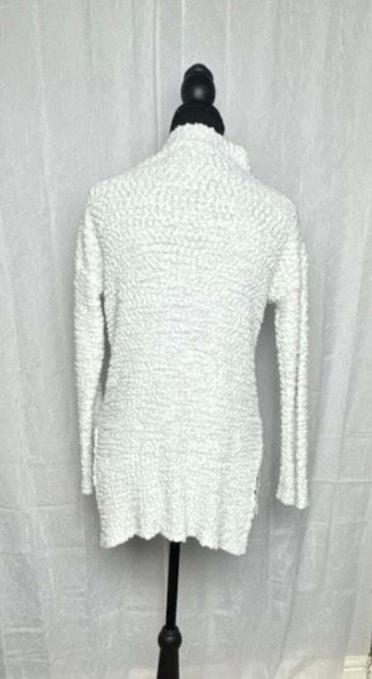 MEROKEETY White Popcorn Knit Mock Neck Tunic Sweater Size S - Picture 4 of 7
